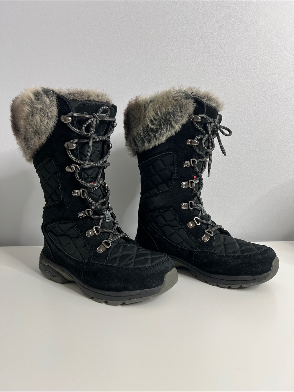 Propét Peri Black Waterproof Insulated Winter Boots Faux Fur Size 7 M